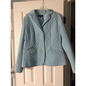 TALBOTS Women's Pastel Blue Quilted Jacket Size 10 Office Career‎ Preppy